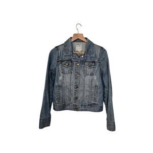 Old Navy Womens Vintage Jean Jacket Size Medium Blue Denim Preppy Casual Pockets